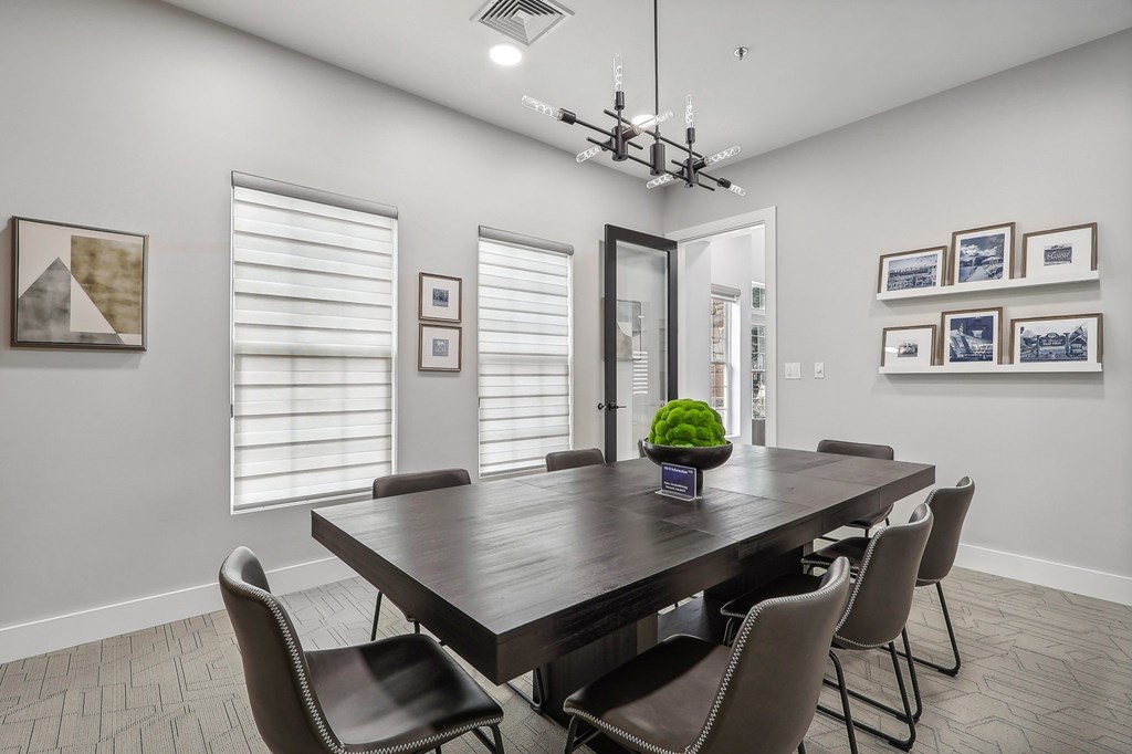 Conference room with seating and television