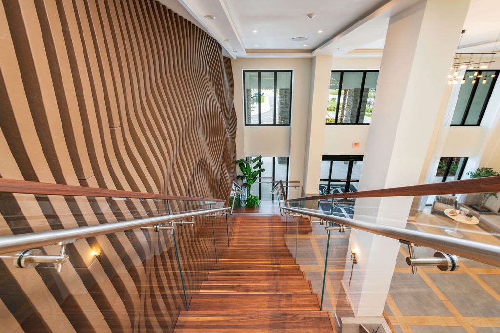 wooden stairway to 2nd level