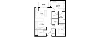 the floor plan of the house has three bedrooms and two bathrooms