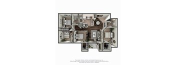 Meridian 4 BR 2 BA 3D Floor Plan
