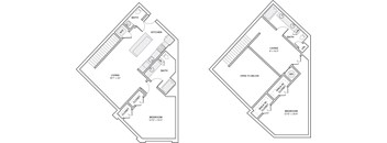 A floor plan of a two bedroom apartment.