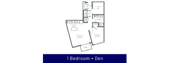 A floor plan of a 1 Bedroom + Den apartment.