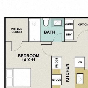 Morgan Floorplan - 1 bed, 1 bath, 676 square feet. Morgan Floorplan - 1 bed, 1 bath, 676 square feet.