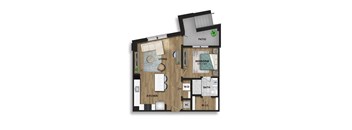 a floor plan of a house with a wooden floor