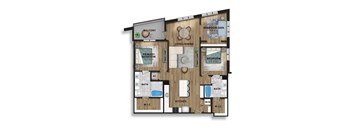 a floor plan of a house with a wooden floor