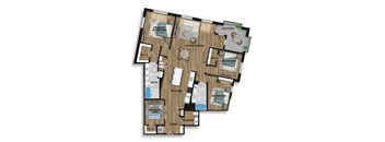 a floor plan of a house with a wooden floor