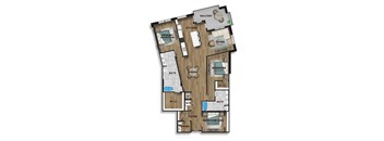 a floor plan of a house shaped like a letter y