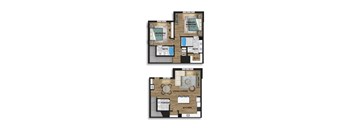 a floor plan of a house with a bedroom and a living room