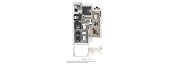 a floor plan of a house with a car in the garage