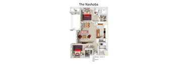 A floor plan of a two bedroom apartment.