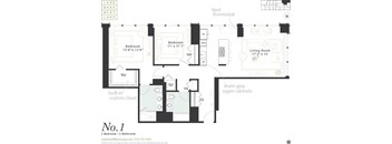 Two bedroom two bathroom floorplan at Landmark West Loop Apartments in Chicago, IL