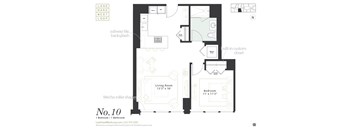 One bedroom floorplan at Landmark West Loop Apartments in Chicago, IL