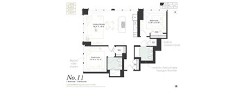 Two bedroom two bathroom floorplan at Landmark West Loop Apartments in Chicago, IL