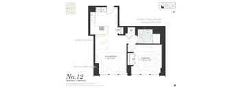 One bedroom floorplan at Landmark West Loop Apartments in Chicago, IL