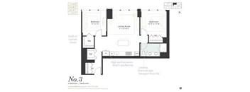 Two bedroom one bath floorplan at Landmark West Loop Apartments in Chicago, IL