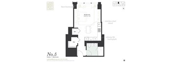 Studio floorplan at Landmark West Loop Apartments in Chicago, IL