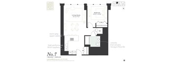One bedroom floorplan at Landmark West Loop Apartments in Chicago, IL