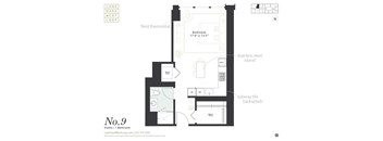 Studio floorplan at Landmark West Loop Apartments in Chicago, IL