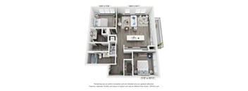 2 bed 2 bath floorplan