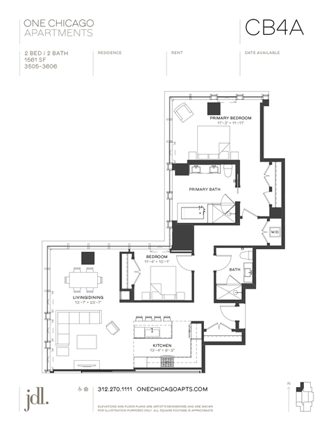 a floor plan of one chicago apartments
