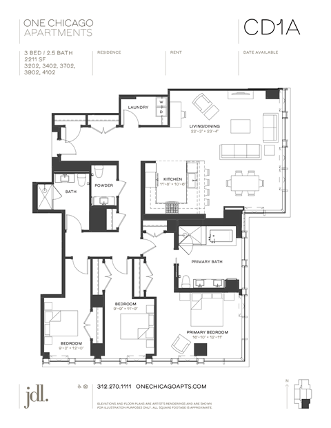 the floor plan of one chicago apartments