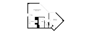 a floor plan of a unit with a bedroom and living room