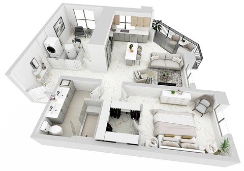 a floor plan of a house with a bedroom and a living room