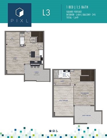 plan of the l3 floor plan with bedrooms and baths