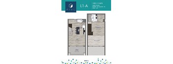 plan of a 1a floor plan with closet and ensuite bathroom