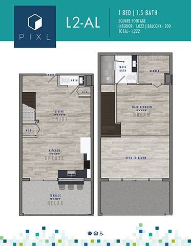 a floor plan of a unit with a bedroom and a bathroom