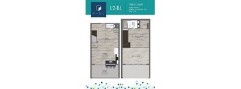 two floor plans of a 1 bedroom floor plan