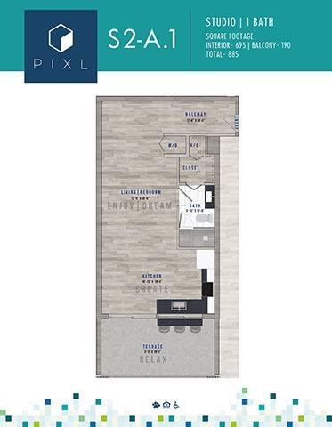 a floor plan of a small apartment with a bathroom and a closet