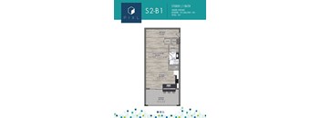 semantic floor plan of a studio apt with ensuite bathroom