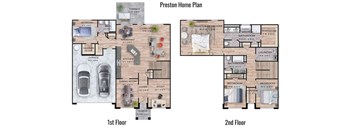 3d floor plan of a house with bedrooms and a living room