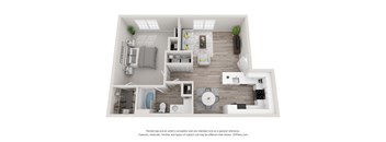 a 1 bedroom floorplan is shown in this illustration