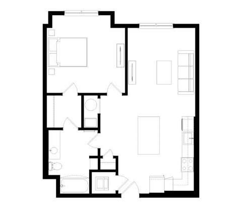 A black and white image of a floor plan for a house.