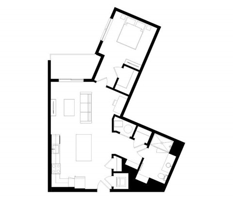 A black and white image of a floor plan of a house.