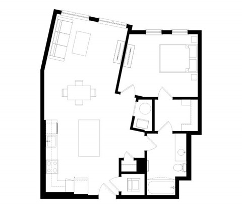 A black and white image of a floor plan for a house.