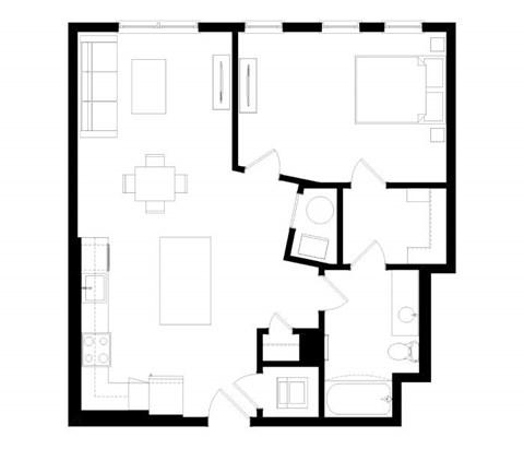 A black and white image of a floor plan for a house.