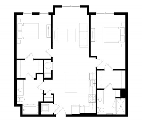 A black and white image of a floor plan for a house.