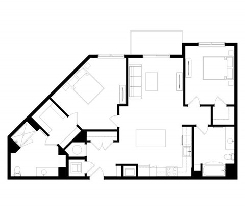 A black and white image of a floor plan for a house.