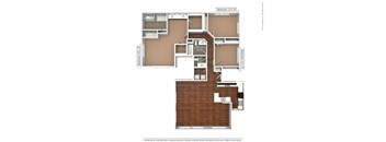 A floor plan of a house with two bedrooms and a bathroom.