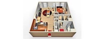 a floor plan of a 1 bedroom apartment