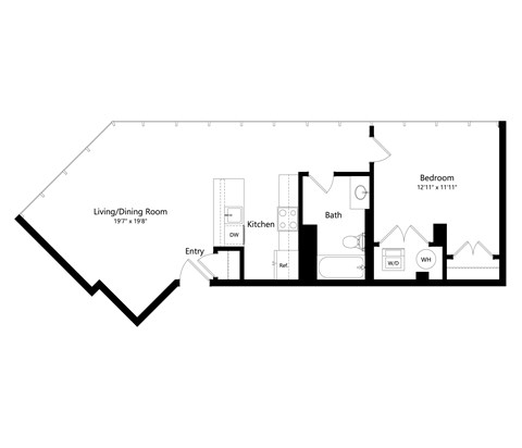 a floor plan of a house with a black line showing the flooring and floor