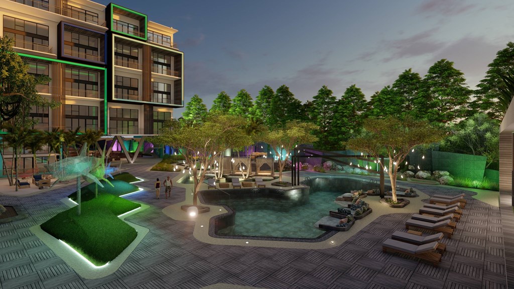 a rendering of the pool at night