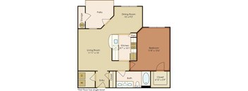 a floor plan of a living room and a dining room