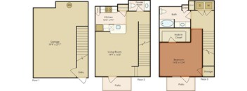 three different layouts of a floor plan of a house