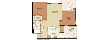 a floor plan of a living room and a kitchen