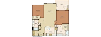 a floor plan of a living room and a kitchen