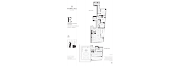 A black and white image of a floor plan for a Parkline Chicago apartment.